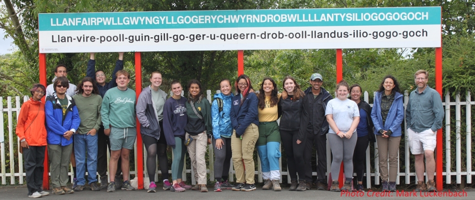Students gather for a photo during a study abroad program to Wales