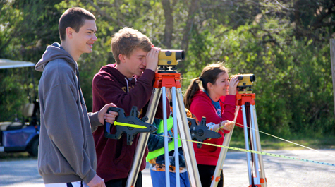 Students measuring elevation
