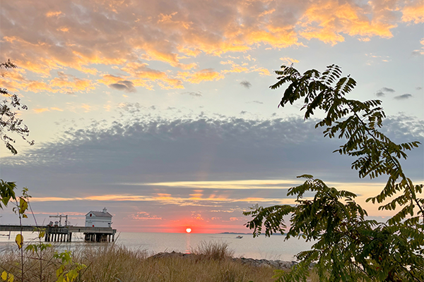 A sunrise view of the York River from the Batten School &amp; VIMS campus. Photo by Libby Hoffeditz.