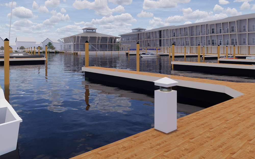 Rendering of a new Old Point Comfort Marina, to be renamed the Marina at 37 North. Rendering provided by Pack Brothers Hospitality.