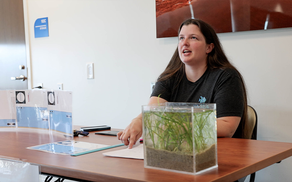 Masters-bypass student Camille Wilson created a lesson plan about seagrass restoration. Photo by Bayleigh Albert, VA Sea Grant.