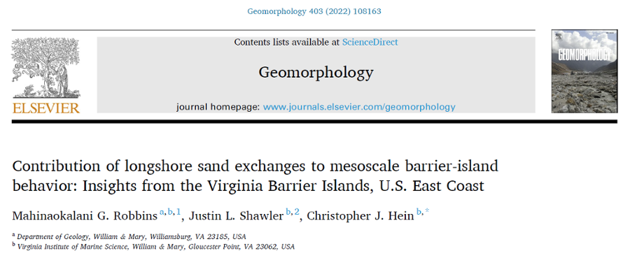 Screenshot image of header from Robbins, et al., 2022 publication in Geomorphology journal
