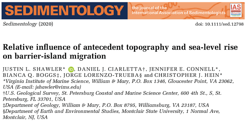 Screenshot image of the top section of Shawler, et al., 2020 publication in Sedimentology journal